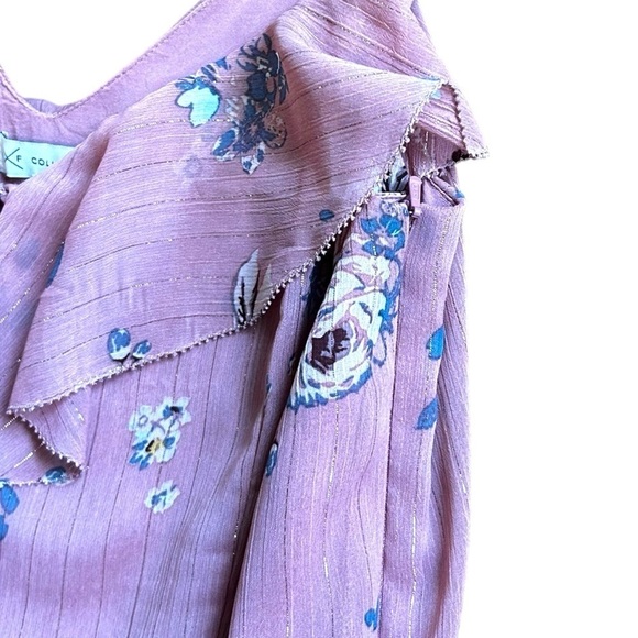 Gentle Fawn Women's Pink Floral Mini Dress with Ruffled Neckline - Picture 6 of 11